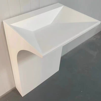 Lavabo sur pied en marbre blanc, vasque de salle de bain en pierre massif incurvée et évasée