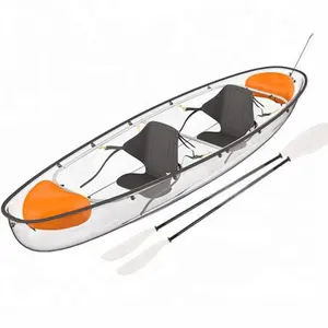 Canoë Transparent 2 Personnes Pc Cristal Verre Canoë Kayak et Pêche Caisse en Bois Clair 6mm Canoa LLDPE Lacs & Rivières 3.1 - 4m