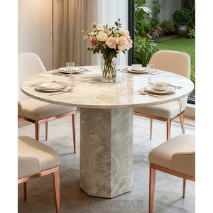 Modern Living Room Marble European Coffee <b>Table</b> Minimalist Design Round Shape <b>Dining</b> - Product Image 1