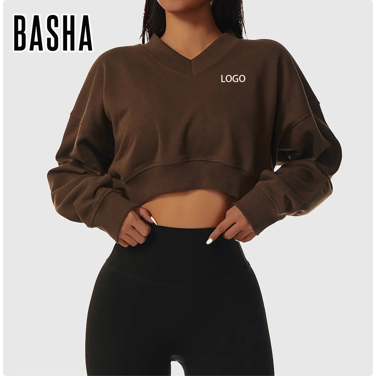 BASHA SPORTS Langarm Sport Hoodie Fitness Frauen Sport Workout Bluse Sexy Running Gym Shirt Yoga Crop Top