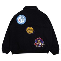Vente en gros de patchs personnalisés brodés blouson aviateur noir pour hommes broderie de veste en jean