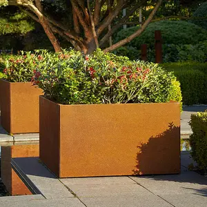 Custom Outdoor Garden Corten Steel Flower Pot Large Planter Outdoor Corten Planter