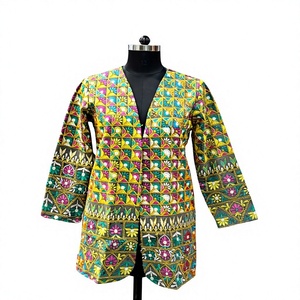 Foulard africain Banjara patchwork floral Fusion, motif Rangoli Bloom, ethnique multicolore, style Boho Bloom, 100% coton, long, pour tenue de cérémonie - Product Image 2
