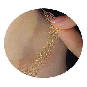 Collier chaîne en dentelle en or jaune véritable 18 carats de luxe pour femmes, design original fait main, ne ternit pas, prix de gros Xinfly - Product Image 3