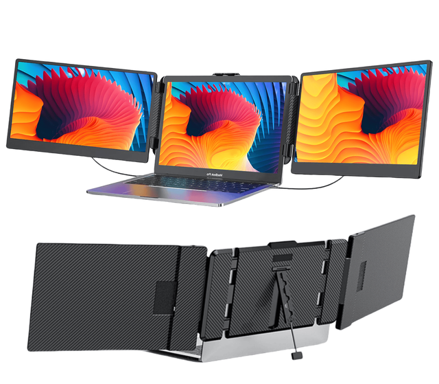 Kwumsy OEM Ultra-Slim Dual Monitors 1080P FHD IPS Laptop Screen Portable Triple Monitor for Windows Mac PS5 Type C Interface