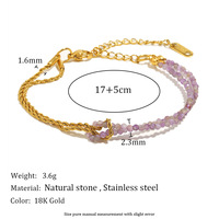 Pulseras de Moda para Mujer, Estilo Oficina/Trabajo, Acero Inoxidable, Chapado en Oro de 18K, Piedra Natural, Geométricas, Aniversario, Cadena Trenzada