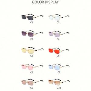 Lunettes de soleil rectangulaires en métal rétro pour hommes avec logo personnalisé, UV400, petite monture sans bordure, lunettes de soleil carrées pour femmes - Product Image 6