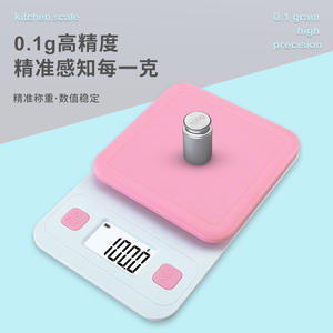 Báscula de cocina digital K2, báscula electrónica portátil de plástico de 0,1g-3kg para hornear, cocinar y pesar en gramos, onzas y mililitros - Product Image 5