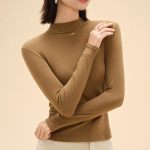 Biancheria intima <span class=keywords><strong>termica</strong></span> da <span class=keywords><strong>donna</strong></span> con collo mezzo alto, tinta unita, <span class=keywords><strong>t</strong></span>-<span class=keywords><strong>shirt</strong></span> calde e Slim-Fit di alta qualità per la primavera-autunno - Product Image 1