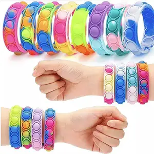 New Push Bubble Decompression Toy Rainbow Rubber Custom Silicone Pop Bracelet Wristband