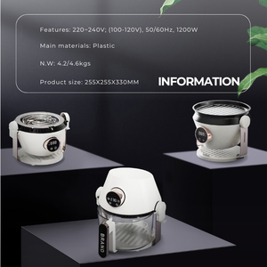 DEWEISI <span class=keywords><strong>Friteuse</strong></span> à air à bol en verre 3l Résistant aux hautes températures <span class=keywords><strong>Friteuse</strong></span> à air 3 en 1 Cuisson polyvalente Cuisson transparente - Product Image 6