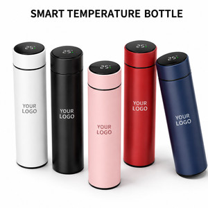 Bouteille d'eau intelligente avec affichage de la température, logo personnalisé, 500 ml, en acier inoxydable, isotherme, cadeau d'entreprise, gourde de sport - Product Image 1