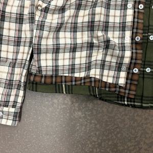 Chemise en flanelle à carreaux à manches longues, style streetwear vintage, patchwork multicolore, coupe ample, épaules tombantes, broderie lourde pour hommes - Product Image 3