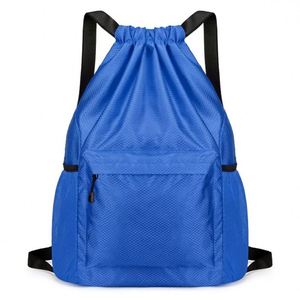 Mochila con cordón de nailon, bolsa con cordón para exteriores, Ripstop, con bolsillo frontal con cremallera, bolsillos laterales de malla, mochila informal ligera para el día a día - Product Image 2