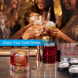 แม่พิมพ์ซิลิโคนทำน้ำแข็ง 6 ช่อง ถาดทำน้ำแข็งทรงสี่เหลี่ยม แม่พิมพ์ทำน้ำแข็งทรงกลม ถาดทำน้ำแข็งพร้อมฝาปิด สำหรับวิสกี้ - Product Image 4