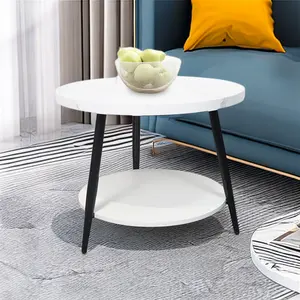 Modern Design With Sturdy Steel Frame MDF Wood Furniture For Living Room And Bedroom Coffee Table 2-Tier Side Table Tea Table