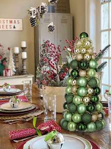 Árbol de Navidad Cónico Hecho a Mano con Bolas de Plástico Irrompibles, <span class=keywords><strong>Torre</strong></span> de Bolas de Navidad con Oropel, Bolas para Decoración <span class=keywords><strong>del</strong></span> Hogar - Product Image 6