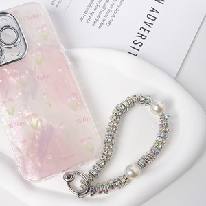 WOWEI High-End Luxury Mobile Phone Pendant Water Diamond Dazzling Fashionable Light Versatile PVC Lanyards Diamond Ring Pearl