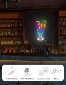 Cócteles y <span class=keywords><strong>sueños</strong></span> Decoración de pared en decoración de bar. Fiesta regulable. Bar de cócteles. <span class=keywords><strong>Pub</strong></span>. Club nocturno. Decoración de la cueva del hombre Letreros de neón LED - Product Image 4