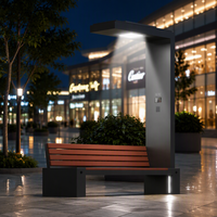 Banc de jardin en acier galvanisé avec éclairage LED solaire et chargeur de téléphone