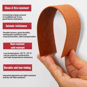 MCM Matériau Rouge Gris Décoré pour mur Façade en argile flexible Revêtement mural Split MCM Face à la <span class=keywords><strong>pierre</strong></span> douce Brique Carreau <span class=keywords><strong>de</strong></span> céramique - Product Image 3