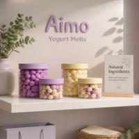 Biscuits sains pour bébés Aimo avec protéines et probiotiques - Saveur fruitée Texture semi-molle Morceaux de fruits naturels Paquet de 19g