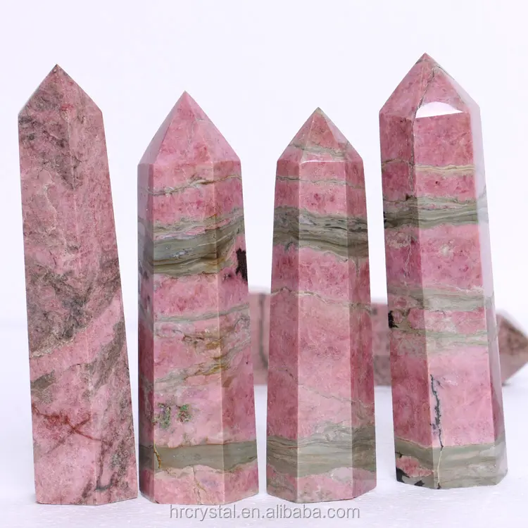 Natural Famous Gemstone Polished Pink Rhodonite Point Crystal Point Tower Crystals