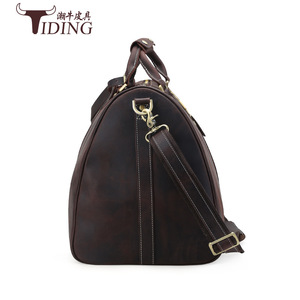 Bolsa de Viaje de Cuero Crazy Horse Retro para Hombre, Gran Capacidad, Correa Ajustable, Color Marrón Oscuro Sólido, Bolsa de Equipaje 1151 - Product Image 2