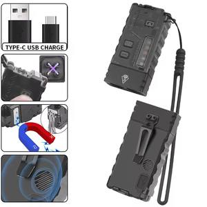 Linterna LED UV EDC con Clip para Gorra, Lámpara de Trabajo Magnética, Recargable Tipo-C, Linterna de Bolsillo para Camping - Product Image 3