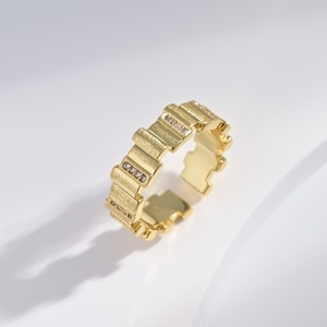 custom plata 925 sterling Silver Minimalist Gold Plated Geometric <b>Ring</b> Unisex hip hop Everyday Wear Brush craft <b>adjustable</b> <b>rings</b> - Product Image 2