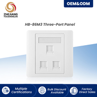 Plaque murale RJ45 femelle-femelle 3 ports blanche 86x86mm, terminaison sans outil, conforme RoHS pour la télécommunications (vente en gros)