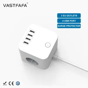 Vastfafa EU Socket Power Strip 16A Cubo de alta potencia PC Color Box Extension Socket 230V Uk 3 Gang Plug Board Sin cable 3 Way 12 Meses 10A