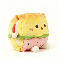 Peluche personnalisée en forme de burger brodée de points scintillants, peluche ours hamburger avec pain au sésame, poupée en peluche multi-couches en forme de burger avec laitue et jambon