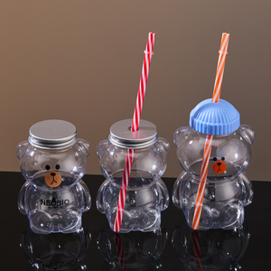 Botella de Plástico PET Ecológica de 300ml/500ml con Forma de Oso, Libre de BPA, para Jugo, Té Boba, Refresco, con Diseño Personalizado Serigrafiado y Protección Antimanipulación - Product Image 5