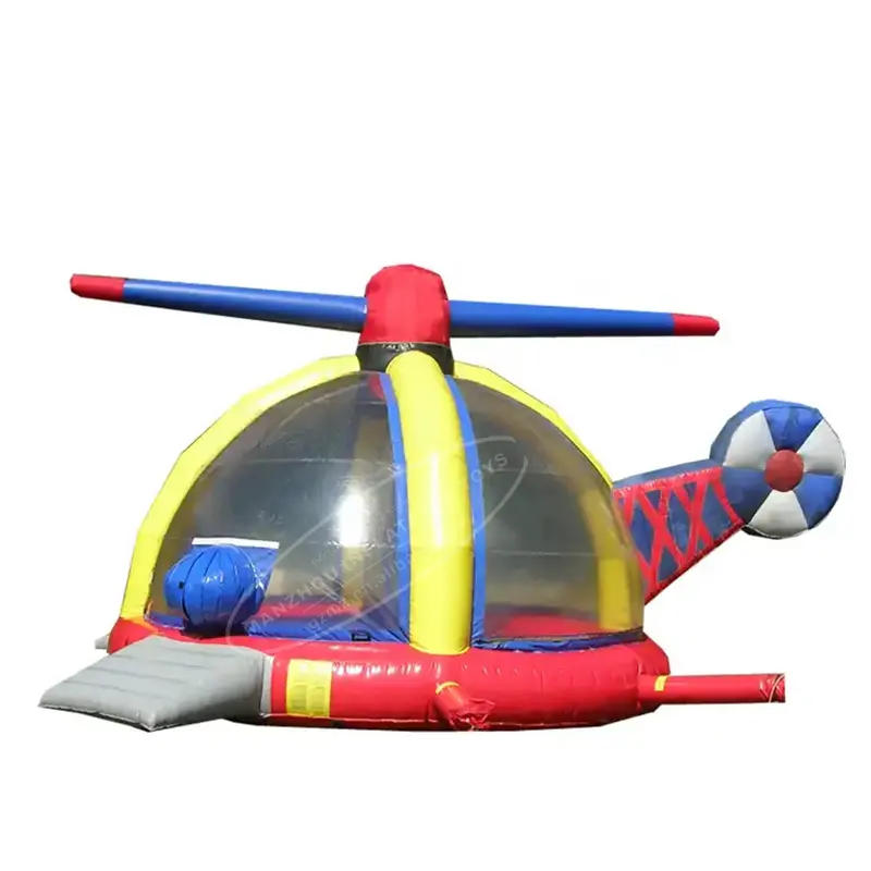 Thương mại bên ngoài trời cho thuê lâu đài bouncy siêu 3D thiết kế Inflatable Máy bay trực thăng máy bay nhảy lâu đài nhà bị trả lại cho trẻ em