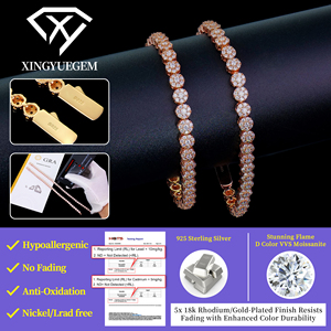 Moissanite Jewelry Silver 925 Rose Gold Plated Tennis Bracelet Hip Hop Brilliant Iced Out Cluster Mossanite Diamond Men Women - Product Image 4