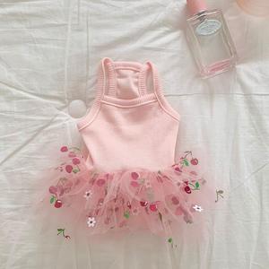 Lüks yavru parti elbise tasarımcısı Pet Sundress kiraz baskı kabarık elbise küçük köpekler ve kediler için | Teddy/Bichon/<span class=keywords><strong>Yorkie</strong></span>/Pomeranian - Product Image 1