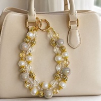 Chaîne de téléphone perlée irisée, filigrane doré cristallin, lanière multi-brins, breloque de sac, porte-clés, bijoux faits main, vente en gros