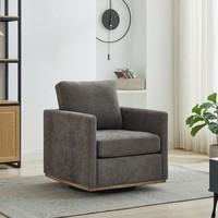 Meubles de salon modernes en tissu avec canapé sectionnel, fauteuil pivotant, table basse cannelée et console noire