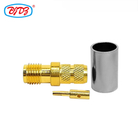 Konektor Koaksial RF Crimp Jack SMA Female Berlapis Emas 50Ohm untuk Kabel LMR240 H155 4D FB RG59 RG8X