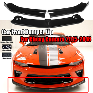 Kit de 3 pièces pour pare-chocs avant de voiture, spoiler, séparateur, diffuseur, protection de carrosserie pour Chevrolet Camaro 2015-2018, style fibre de carbone - Product Image 1