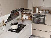 Agitateur automatique compact modulaire courbé personnalisé pour la maison Conceptions de menuiserie Menuiserie Armoire automatique de meubles de cuisine