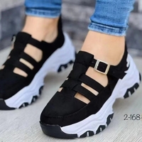 Chaussures de sport décontractées plates à bout rond et semelle épaisse, boutonnées, basses, grande taille, neuves, vente en gros d'usine pour femmes