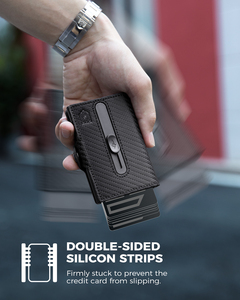 Thumbs-up tối giản tùy chỉnh chính hãng Da sợi carbon RFID khối thẻ tín dụng dây kéo đồng xu túi không khí tag Bifold Ví - Product Image 4