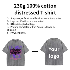 Top Quality peso massimo 230gsm cotone 100% t-Shirt Wolf testina stampa su misura oversize Streetwear maniche corte per uomo t-Shirt - Product Image 3