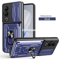Lichicase Multi Functional Ring Holder Bracket Slide PC Lens Protective Magnetic Phone Case pour Itel S25 S25 Ultra Back Cover