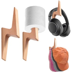 Estante de almacenamiento de papel higiénico de madera de haya, montado en la pared, sin necesidad de taladrar, soporte de rollo de papel higiénico de madera para baño. - Product Image 5