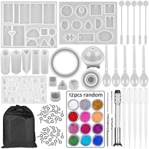 LS 83 pezzi fai da te Set di strumenti per colla di cristallo braccialetto ciondolo combinazione di stampi per gioielli con punta da trapano 12 paillettes colorate - Product Image 3