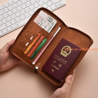 Dompet kulit Pu portabel multifungsi, dompet paspor pas perjalanan, dompet kulit Pu multifungsi