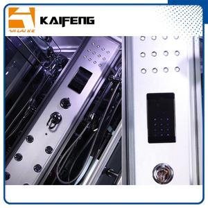 Cabine de douche à vapeur d'angle informatisée bon marché pour salle de bain moderne cadre noir mat verre gris GT0513C - Product Image 4